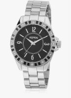 Aspen Ap1645 Silver/Black Analog Watch