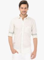 Basics Beige Solid Slim Fit Casual Shirt