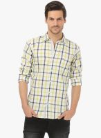 Basics White Checks Slim Fit Casual Shirt