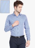 Black Coffee Blue Striped Slim Fit Formal Shirt