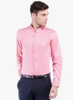 Black Coffee Pink Solid Slim Fit Formal Shirt