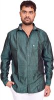 British Terminal Men's Solid Party Green Shirt