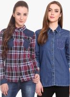 Ceylin Pack Of 2 Multicoloured Colored Checked Shirts