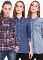 Ceylin Pack Of 3 Multicoloured Colored Checked Shirts