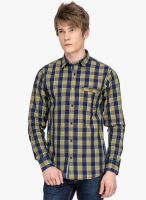 DERBY JEANS COMMUNITY Beige Checked Slim Fit Casual Shirt