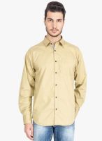 DERBY JEANS COMMUNITY Beige Solid Slim Fit Casual Shirt