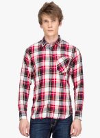 DERBY JEANS COMMUNITY Red Checked Slim Fit Casual Shirt