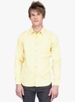 DERBY JEANS COMMUNITY Yellow Solid Slim Fit Casual Shirt