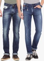 Dais Pack Of 2 Multicoloured Colored Mid Rise Slim Fit Jeans