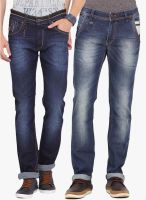 Dais Pack Of 2 Multicoloured Colored Mid Rise Slim Fit Jeans