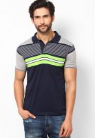 Duke Navy Blue Striped Polo T-Shirts