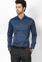 Excalibur Navy Blue Solid Formal Shirt