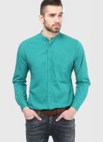 Fame Forever By Lifestyle Green Slim Fit Casual Shirt