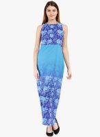 Folklore Blue Colored Printed Maxi Dress