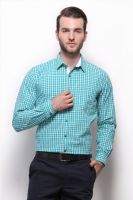 Grasim Men's Checkered Casual Green Shirt
