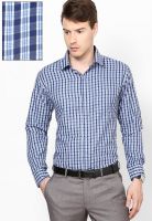 HANCOCK Navy Blue Checks Formal Shirt