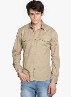 Highlander Beige Slim Fit Casual Shirt