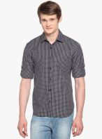 Highlander Black Checks Slim Fit Casual Shirt