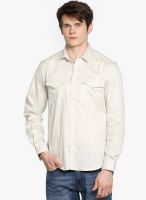 Highlander Cream Slim Fit Casual Shirt