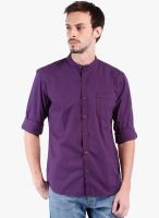 Highlander Purple Solid Slim Fit Casual Shirt