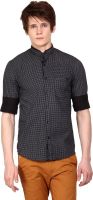 I-Voc Men's Printed Casual Black, White Shirt