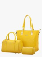 JC Collection Yellow Polyurethane (Pu) Handbag