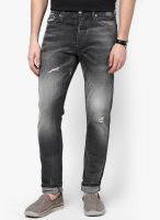 Jack & Jones Dark Grey Solids Slim Fit Jeans