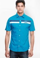 Jogur Solid Blue Casual Shirt