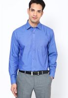 John Miller Blue Solid Regular Fit Formal Shirt