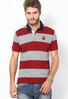 John Players Red Striped Polo T-Shirts