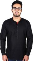 Just Differ Men's Solid Casual Black Shirt