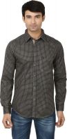 Kalpatru Men's Checkered Casual Grey, Black Shirt