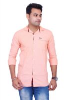 La Milano Men's Solid Casual Orange Shirt
