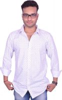 Lee Marc Men's Printed Casual White Shirt