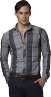 Lisova Men's Checkered Casual Grey Shirt