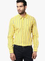 London Bridge Lemon Striped Slim Fit Casual Shirt