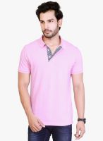 Lucfashion Pink Solid Polo T-Shirt