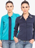 MSMB Pack Of 2 Multicoloured Solid Shirts