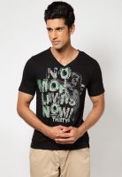 Monteil & Munero Black Printed V Neck T-Shirts