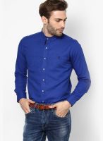Monteil & Munero Solid Blue Linen Casual Shirt