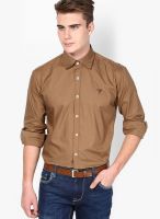 Monteil & Munero Solid Brown Casual Shirt
