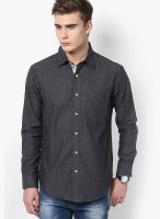 Monteil & Munero Solid Dark Grey Casual Shirt