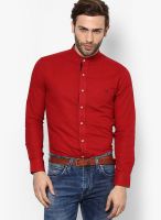 Monteil & Munero Solid Red Linen Casual Shirt