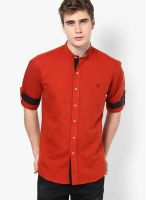 Monteil & Munero Solid Rust Linen Casual Shirt