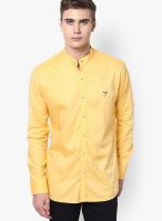 Monteil & Munero Solid Yellow Casual Shirt