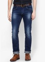 Mufti Washed Blue Regular Fit Jeans