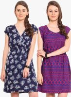 NVL Pack Of 2 Multicoloured Printed Shift Dresses