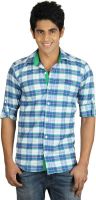 Nexq Men's Checkered Casual Blue, Green Shirt