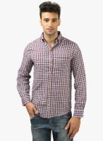 Nick & Jess Red Checked Slim Fit Casual Shirt