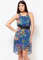 Only Blue Colored Printed Asymmetric Dress